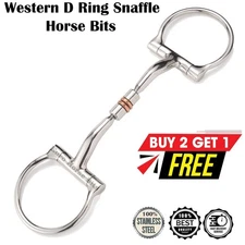 Western Horse D Ring Bit Barrel Copper Roller Mouth Snaffle Egg Butt Horse Bit