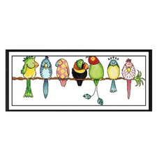 Cute Colorful Parrots Birds DIY Stamped stitch Pre-printed