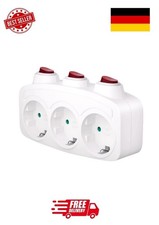 3-Fach Steckdosenleiste EU mit Schalter Mehrfachsteckdose Adapter Weiß DE