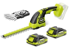  21V Cordless Hedge Trimmer & Grass Shears 2-in-1 2*2.0Ah Battery Green