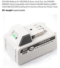 1 Pack 6.0Ah 24V Battery for Snow Joe + Sun Joe iON+ 24V 24VBAT-LTX 24VBAT-LTW