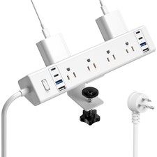 40W Fast Charging Station,Desk Clamp Power Strip 20W USB C,8 Outlets,8 USB Po...