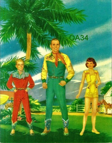 VINTAGE UNCUT 1951 GENE AUTRY MELODY RANCH PAPER DOLLS~RARE~#1 TOP REPRODUCTION - Picture 2 of 8