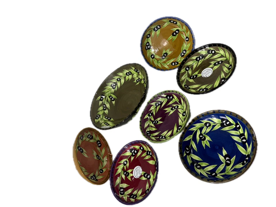 Juego completo de 7 ensaladeras de pasta Laurie Gates Ware aceitunas 15" para servir + 9,75" Foto 3 de 4