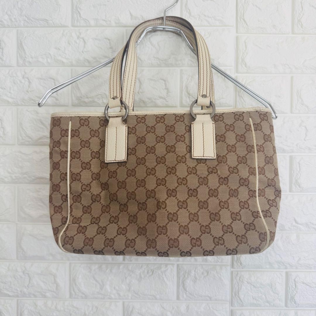 Gucci Beige Canvas Logo Tote Business Bag Preowned Luxury