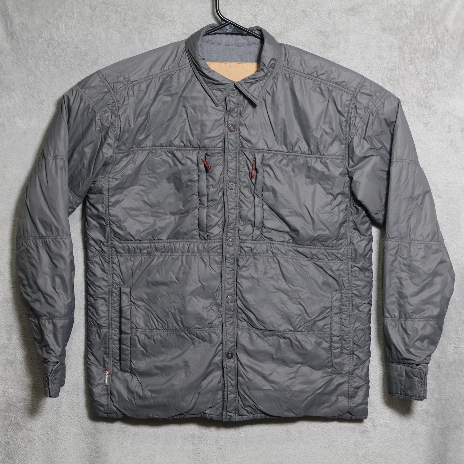 Simms Jacket Mens Large Gray Reversible Quilted S… - image 1