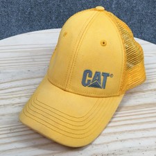 Caterpillar Trucker Hat Unisex Yellow One Size Adjustable Mesh Back Embroidered