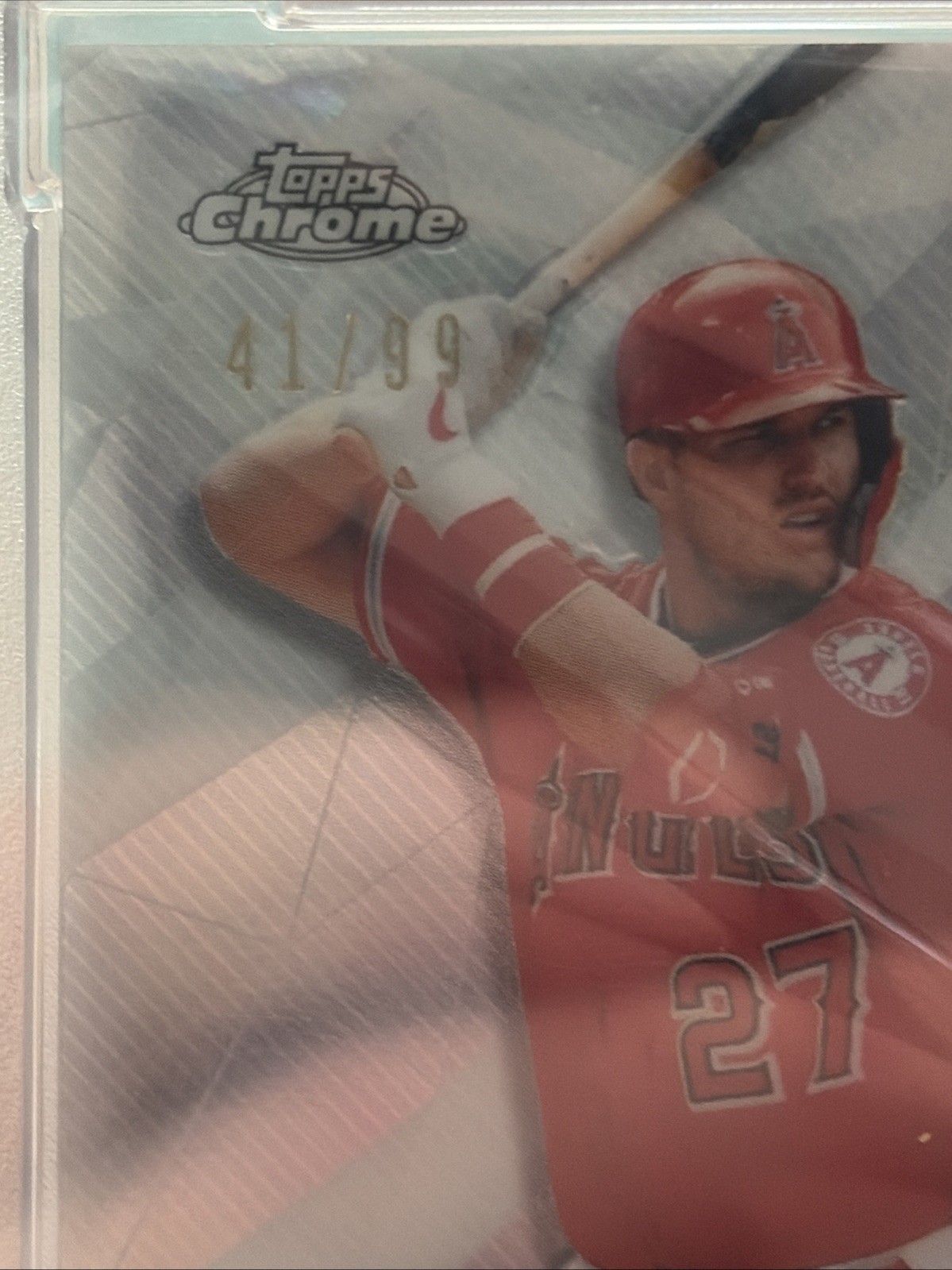 2021 Topps Chrome Mike Trout Captain's Cloth Relic/Autos 14/99 PSA 9/Auto Auth. view 2