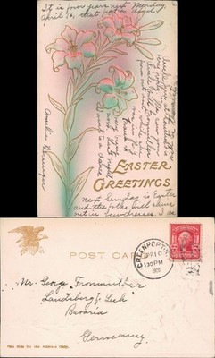 Glückwunsch/Grußkarten: Ostern ''Easter Greetings'' - Blume 1906 Prägekarte