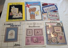 Vtg Cross Stitch Patterns Design Leaflet Lot Of 6 Bear Themed Bears Ahoy