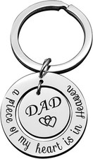 Heartfelt Dad Memorial Keychain - A Piece of My Heart in Heaven Silver Jewelry
