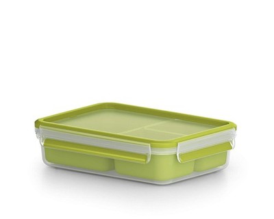 Emsa Clip & Go Snack with Inserts, 1.2 Litre, Green/Transparent, 28 x 28 x 18 cm