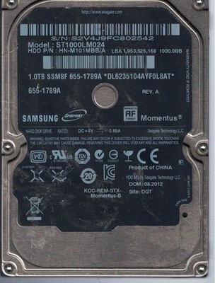 Seagate ST1000LM024 S2V	HN-M101MBB/A A	China 8.2012
