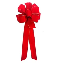 Rocky Mountain Goods 10” x 26” Christmas Red Bow with Gold Edges -
