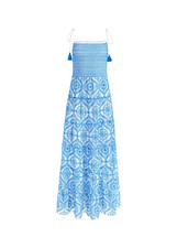 ALICE + OLIVIA Marna Embroidered Tiered Tie-Strap Midi Dress Sz M