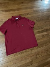LACOSTE Mens Slim Fit Polo Shirt Size 8 3XL Red 100 Cotton .