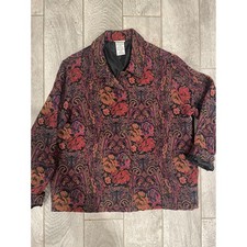 Vtg White Stag Womens Tapestry Jacket Floral Paisley Large