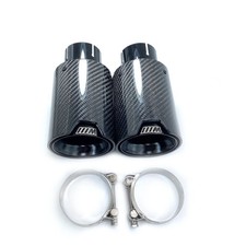 Inlet 3 Outlet 4 Glossy Black Carbon Fiber Exhaust Tips Fit For M Performance