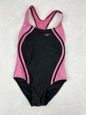 Vintage Speedo Girls Swimsuit Black Pink Cut off Tags One Piece