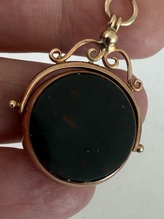 Fine Edwardian 9ct Rose Gold Agate Swivel Pendant Fob Chester 1911