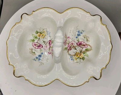 Gerold Porzellan Bavaria Western Germany 2 Parts Serving Dish w/ Handle EUC 