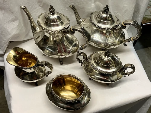 Vintage Reed and Barton Georgian Rose sterling silver tea and coffee set
