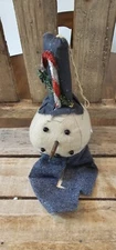 Primitive Rustic Candy Cane Tophat  Snowman Ornament Bowl Fillers Christmas