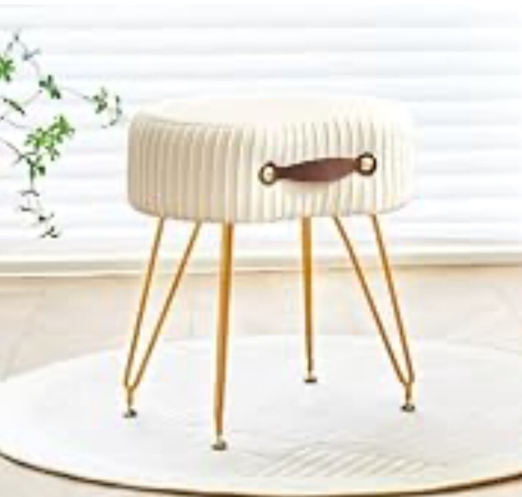 Makeup Vanity Chair, Velvet Vanity Stool Chair with Handle, Small Ottoman  Stool