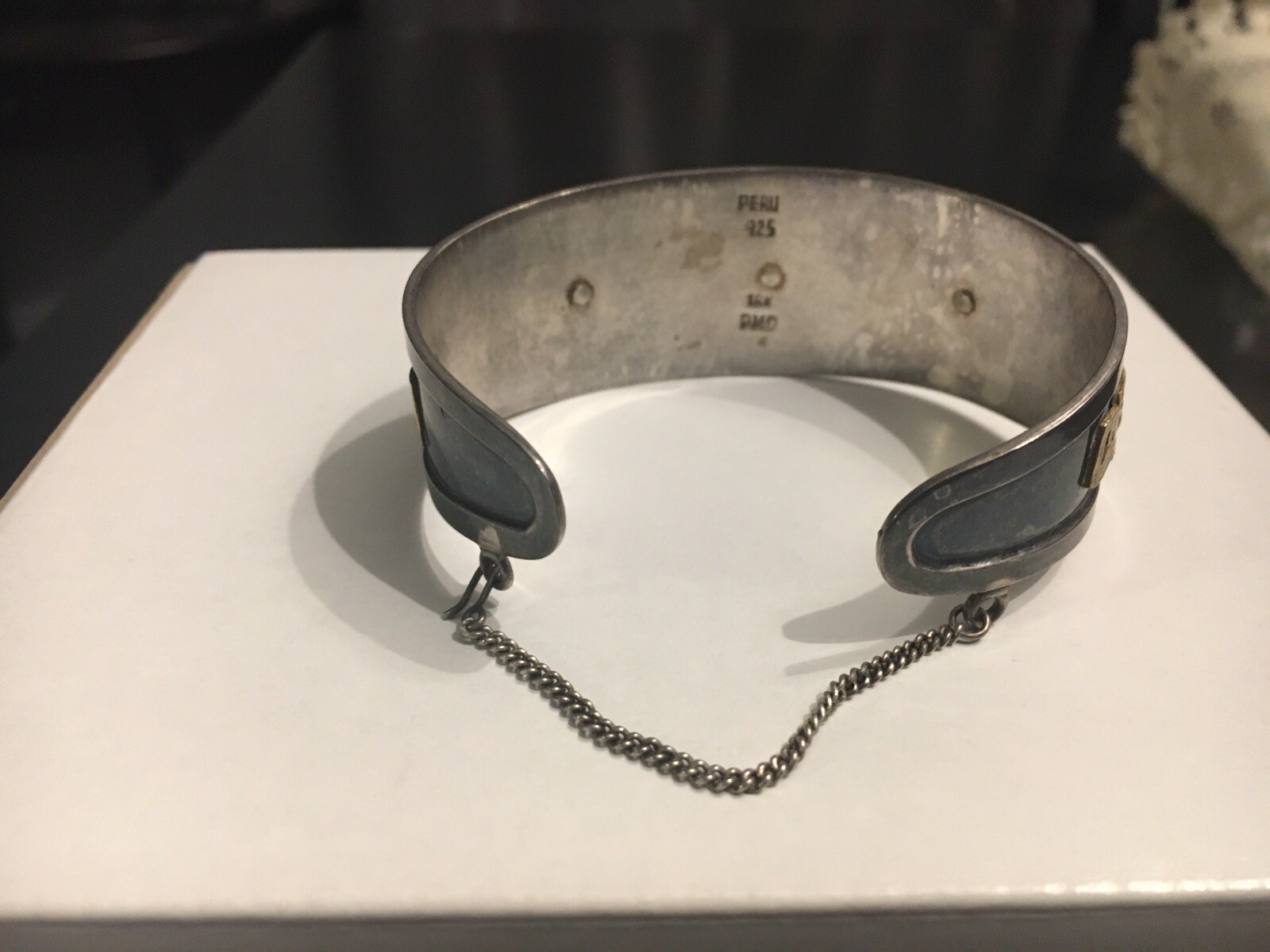 Rare Authentic Peruvian Silver Cuff Bracelet With… - image 5