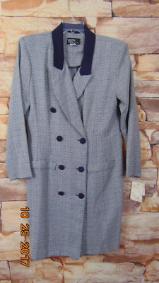 Women's Blue/White  Plaid Rayon/Poly DAWN JOY Vintage Dress Size 13-14 USA $64