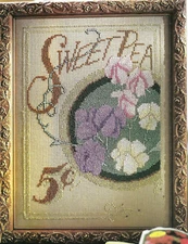 Sweet Pea Flower Seed Packet Gardening CROSS STITCH PATTERN CHART pages only