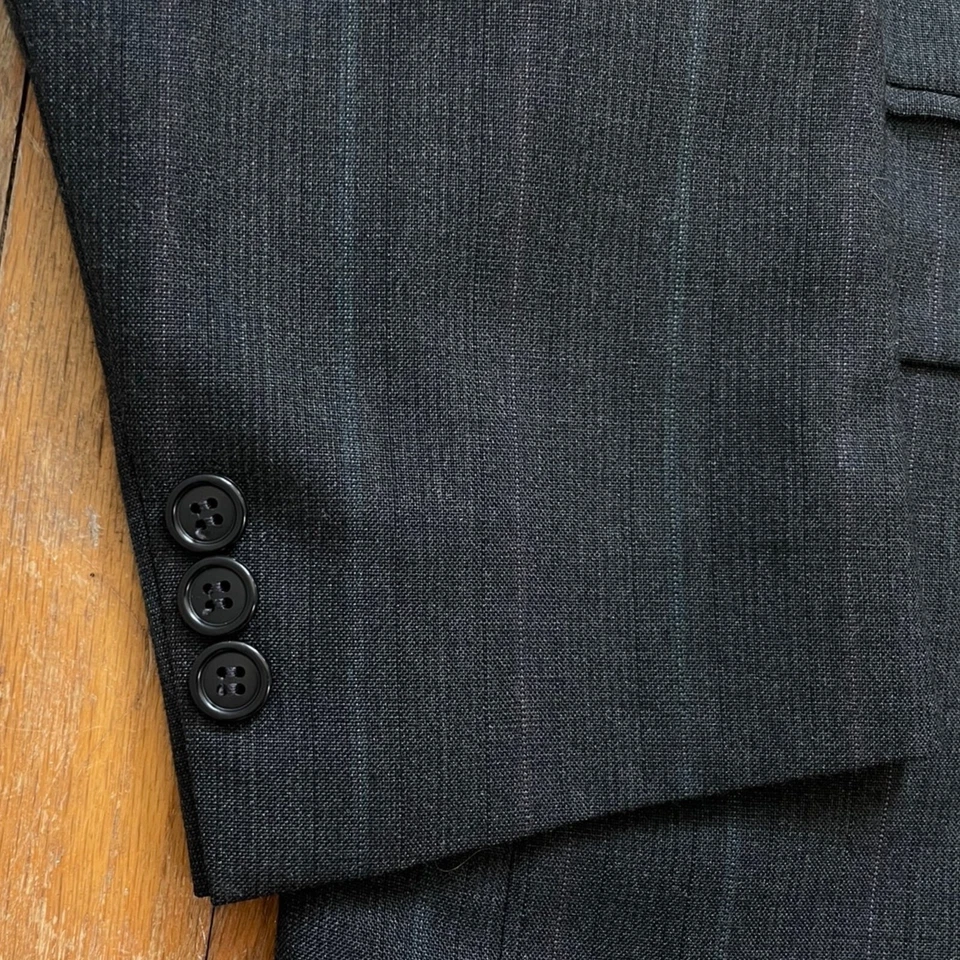 Traje de Colección Para Hombres Gris a Rayas 40S Blazer 34x29 Pantalones Años 70 Mezcla de Lana Chaqueta Foto 3 de 4