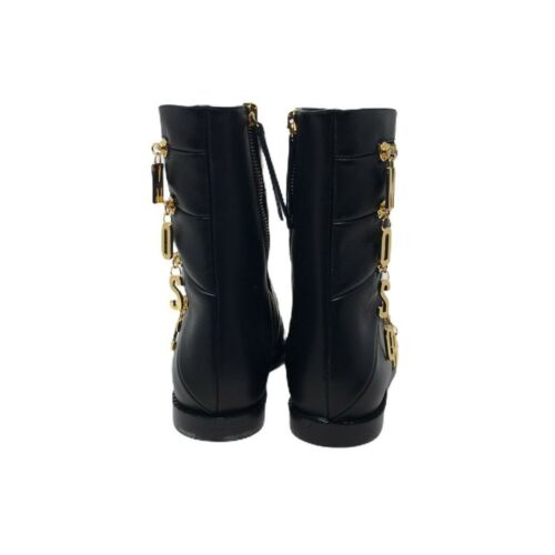 Botas de cuero MOSCHINO con cremalleras en tono dorado de marca - Reino Unido 4/UE 37 - £1290 - Imagen 7 de 11