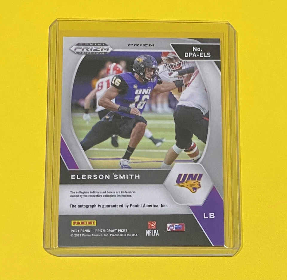 2021 Prizm Draft Picks AUTO Elerson Smith Rookie GREEN PRIZM SP #DPA-ELS RC 🔥 - Image 3 of 3