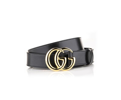 gg marmont thin leather belt with shiny buckle