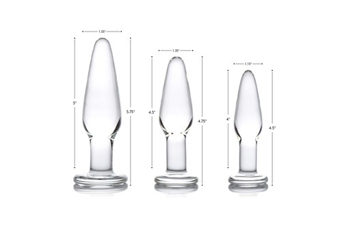 PRISMS Dosha 3 Piece Glass Butt Plug Set, Anal Training Kit with 3 Sizes of C... - Picture 2 of 7