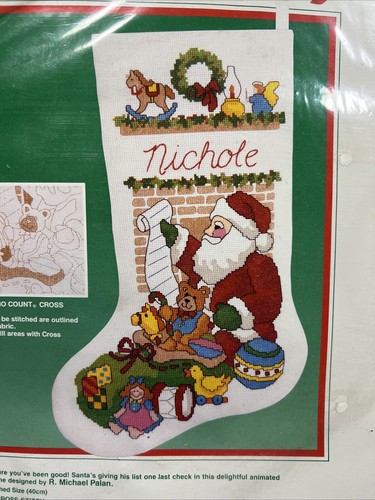 Vintage Dimensions Santas List Christmas Cross Stitch Stocking Kit #8381 16 in - Picture 3 of 7