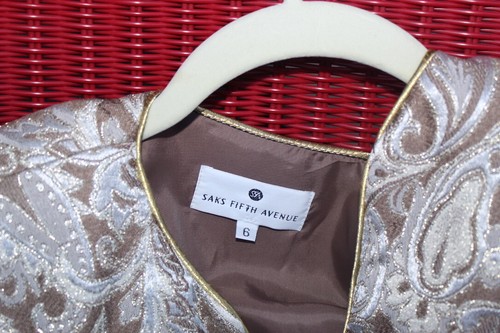 SAKS FIVE AVENUE BROCCATO SPEC. GIACCA DA OCCASIONE, METALLIZZATA EMB. W Z 6 nuovo con etichetta - Foto 4 di 6