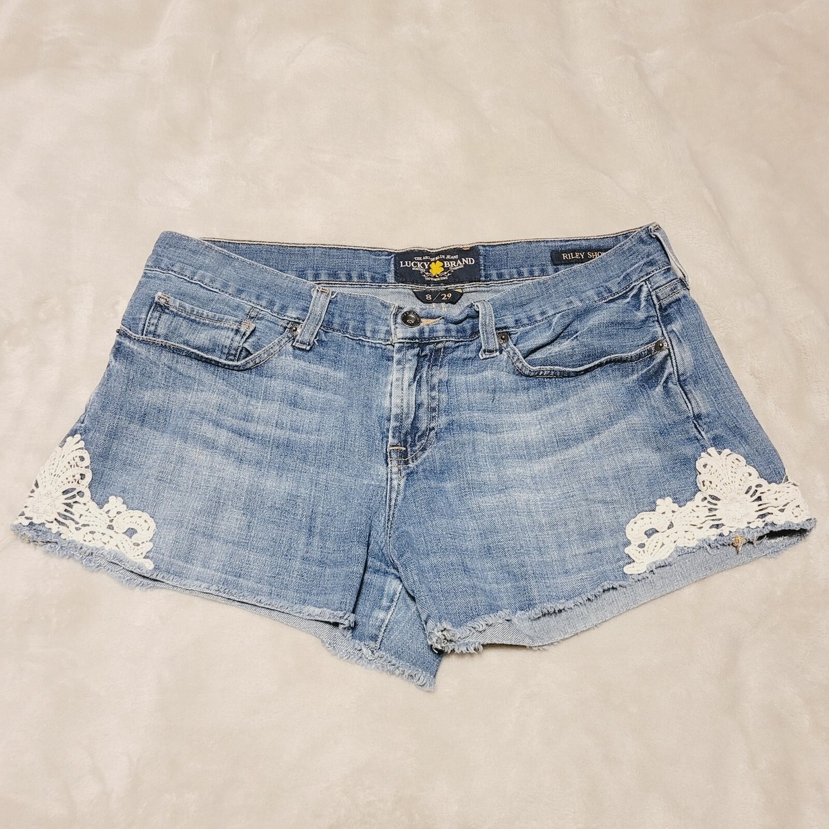Lucky Brand Jean Shorts Womens 8/29 Riley Lace Stretch Cotton
