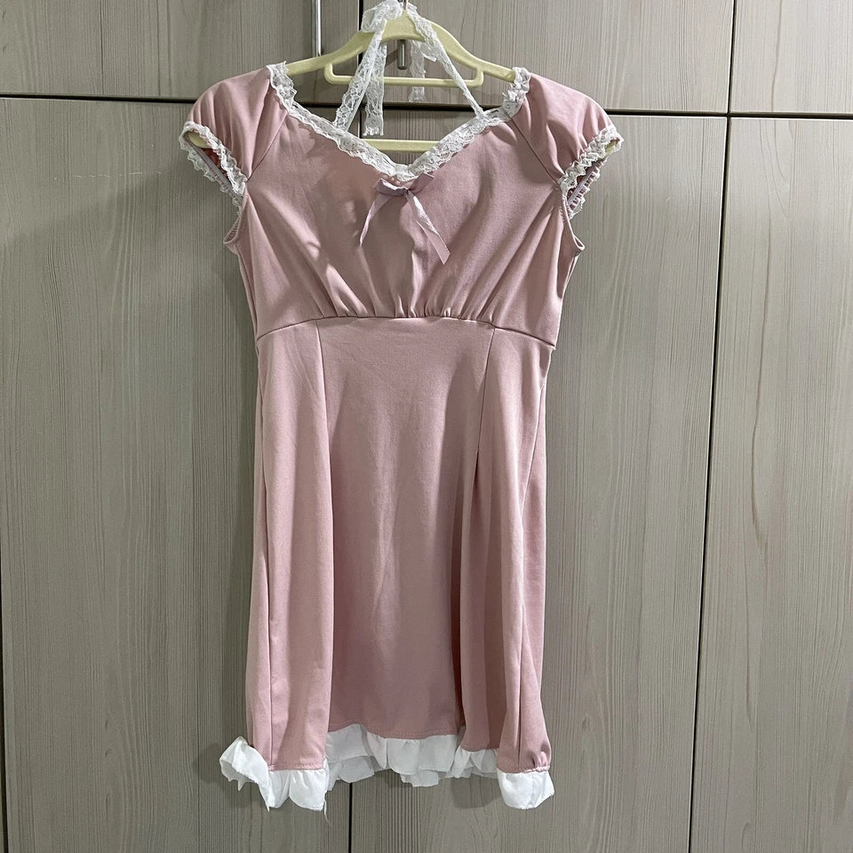 Vestido Rosa Encaje Barbie Estilo Lolita Muñeca Bodycon Kawaii Y2K Talla XXS - Usado Foto 4 de 4
