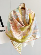 12mm Sand Washed Twill 100 Mulberry Silk Shawl, Large Double Sided Print Scarf