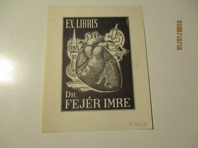 BOOKMARK EXLIBRIS BY NEMETH TO DOCTOR FEJER IMRE , HEART SURGERY MEDICINE