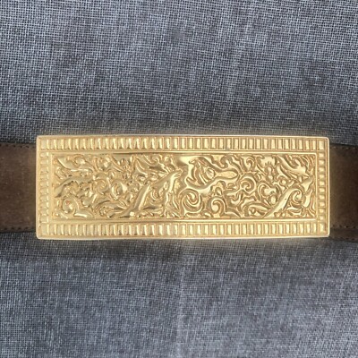 Vintage Laurel Brown Suede Belt Gold Buckle Made in Italy  display picture 2