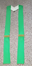 CLERGY STOLE OFFICIANT VESTMENT CUSTOM MADE REVERSIBLE GREEN  WHITE VERY LONG