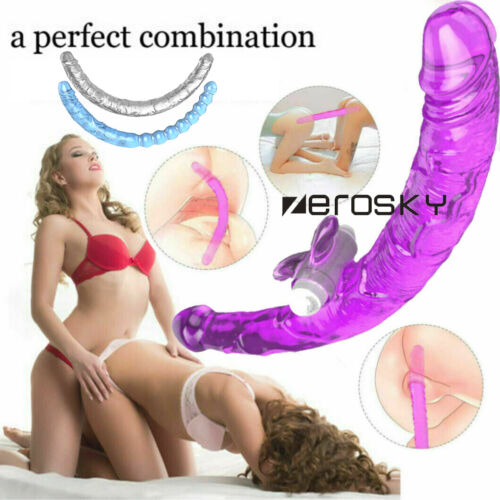 Double-Head-Long-Realistic-Dildo-Vibrating-Big-Anal-Penis-Massager-Lesbian-Toys - Picture 1 of 15