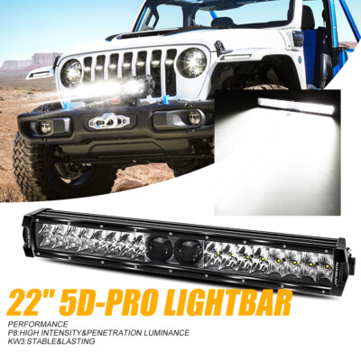 AUXBEAM 22'' 22000LM 5D-PRO LED Light Bars Combo w/ 5D Projectors KW3 +Wiring Kit
