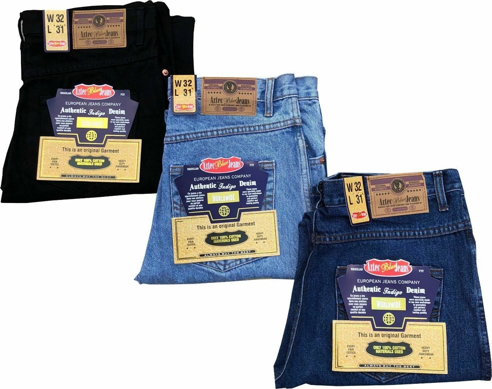 Hombre AZTEC Vaqueros Resistente Trabajo Básico Recto Corte Normal 71.1-152cm 6 - Imagen 2 de 2