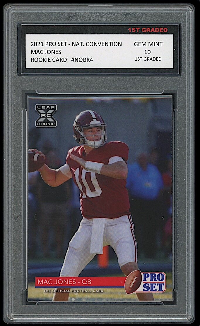 mac jones graded rookie card Mac Jones Autographed 2021 Panini Absolute Green Rookie Card #109 New — RSA main image 1