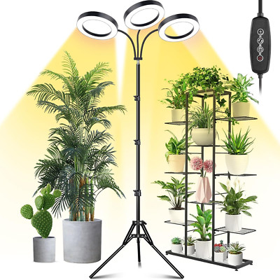Grow Light for Indoor Plants, 7.9'' Diameter Tri-Head Plant Light for Plants Grow