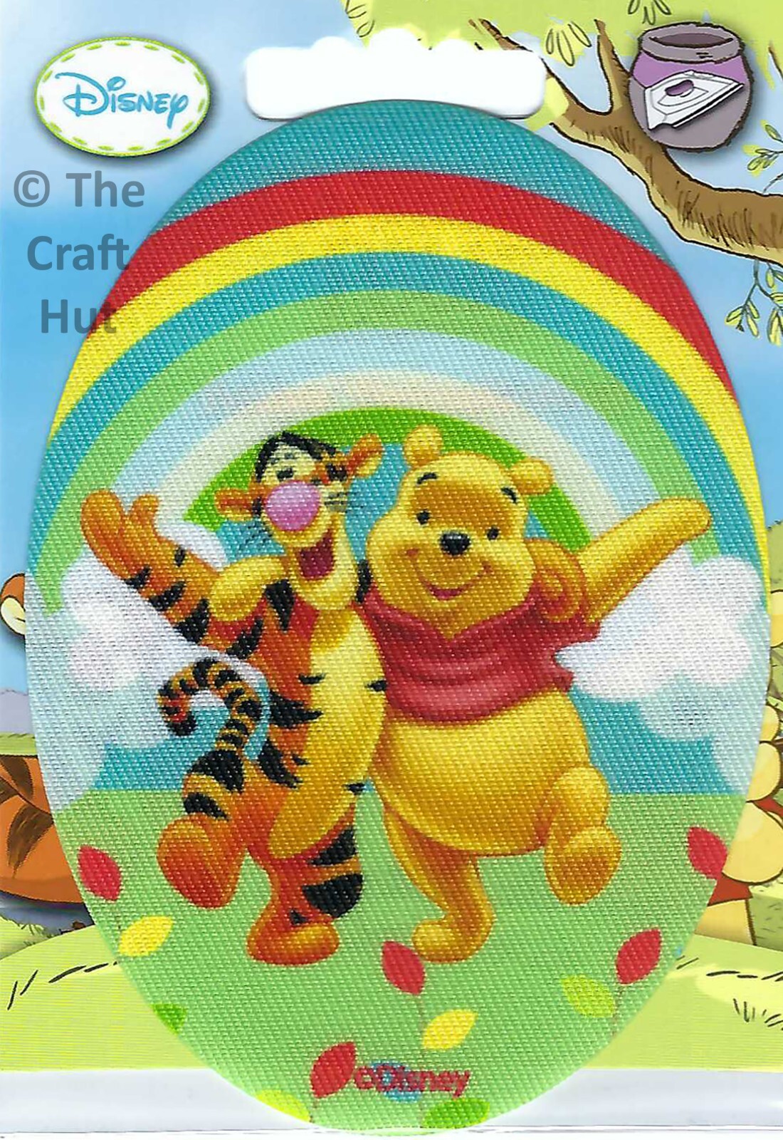 Iron On Printed Novelty Oval Motif Patch Winnie The Pooh & Tigger 11cm x 8cm New